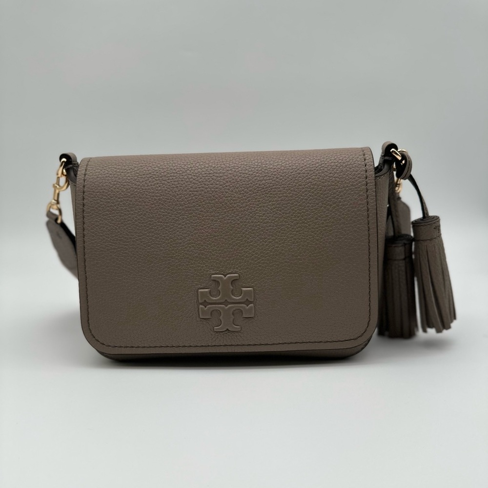 Tory Burch Thea Pebbled Leather Flap Crossbody Shoulder Bag